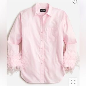 J. Crew Pink Button Down Shirt with Feather Cuffs